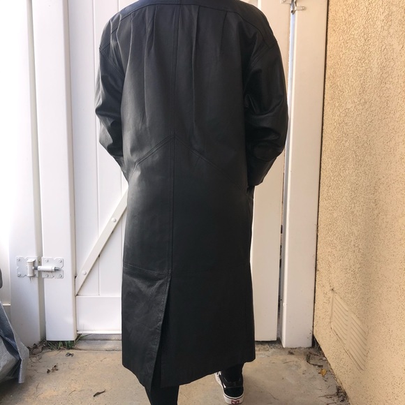 Vintage Wilson’s Leather Black Duster Trench Coat - Picture 2 of 7